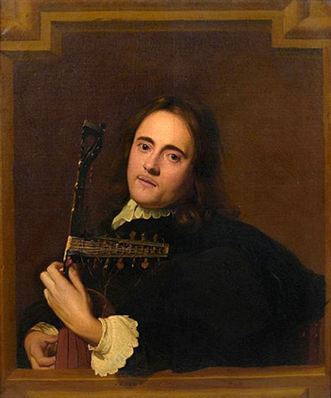 Man Playing a Theorbe-Lute